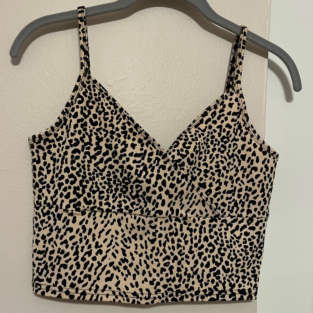 Leopard Print Surplice Cami Crop Top